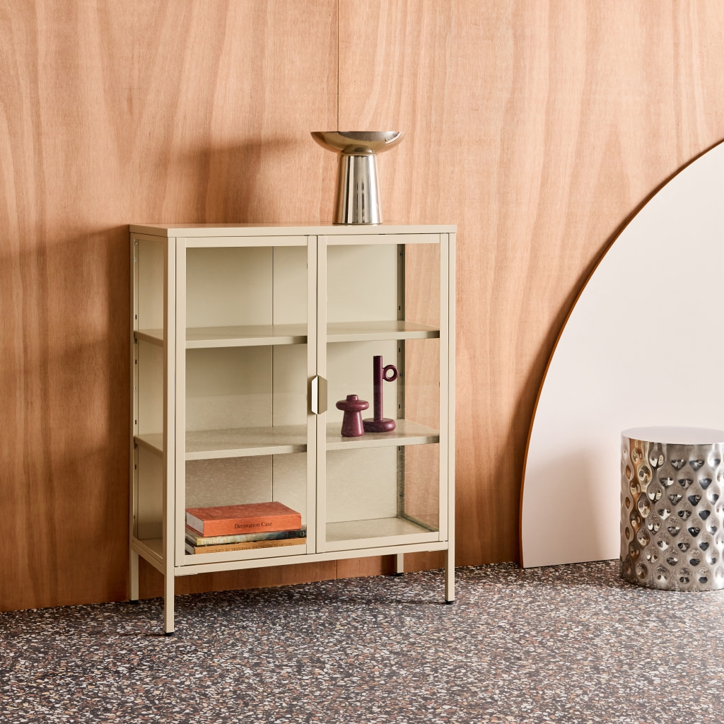 Armoire vitrine acier et verre trempé 2 portes 80cm ARKANSAS