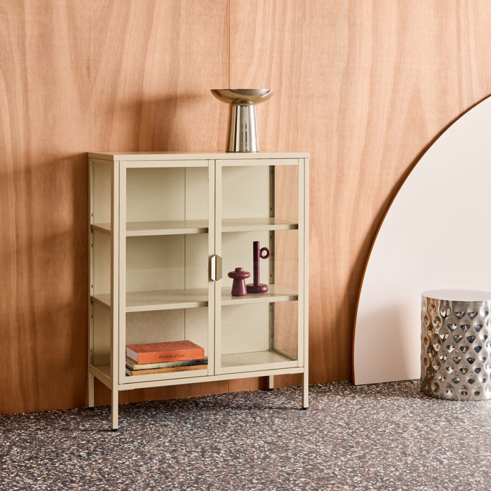 Armoire vitrine acier et verre trempé 2 portes 80cm ARKANSAS