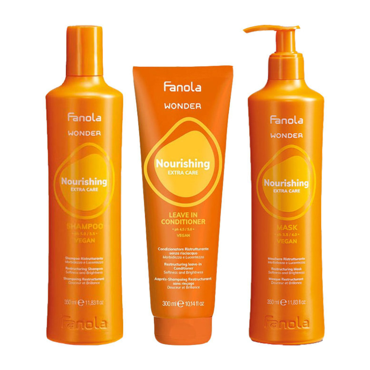 FANOLA Kit Wonder Nourishing Shampoo 350ml + Leave In Conditioner 300ml + Mask 350ml