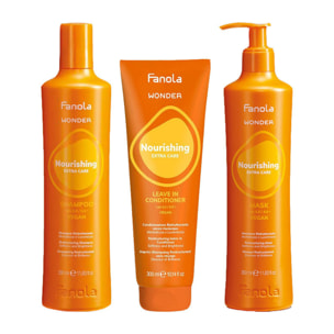 FANOLA Kit Wonder Nourishing Shampoo 350ml + Leave In Conditioner 300ml + Mask 350ml