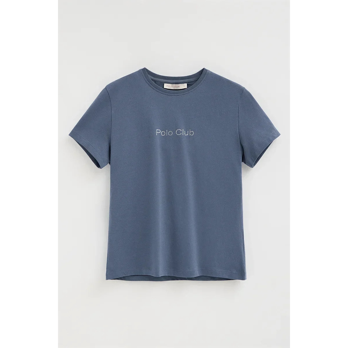 Camiseta azul denim de manga corta y corte recto con brillantes Polo Club