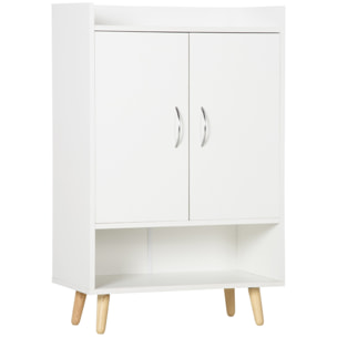 Mueble Zapatero de 2 Puertas Moderno Armario Auxiliar para 12 Pares de Zapatos con 4 Estantes para Recibidor Salón Dormitorio 60x30x92 cm Blanco