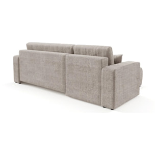 AURORE - Canapé d'angle gauche 3 places en tissu texturé taupe