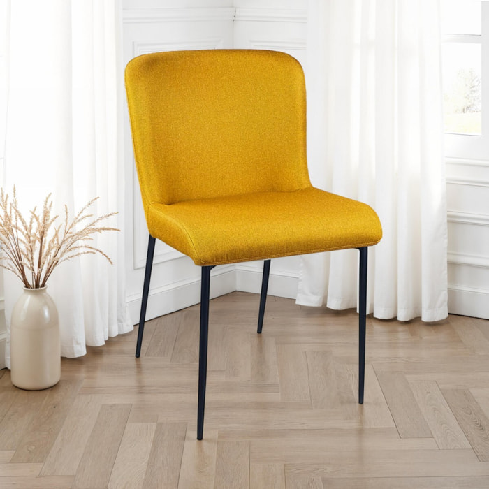 Lot de 2 chaises de salle à manger Tomasucci TRYUN, en tissu, jaune moutarde, 59 × 49 × 82 cm