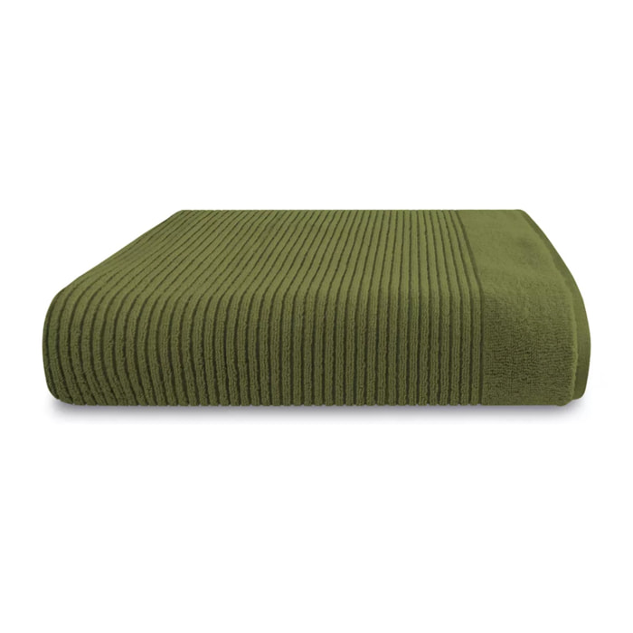 Drap de bain pur coton 575 g/m² uni vert Vitae mousse