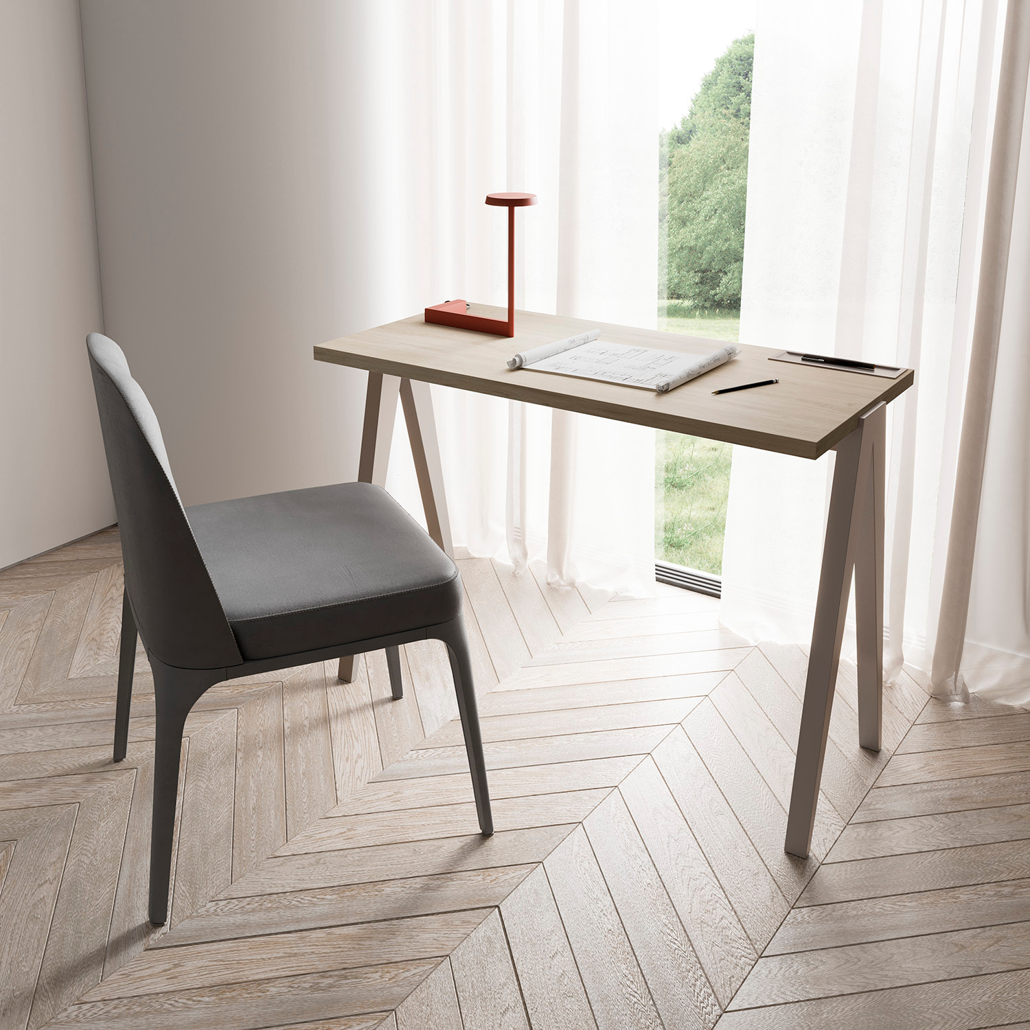 Escritorio Colmar roble y arena 78x107x49 cm