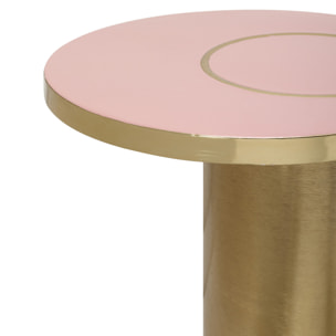 Tavolino Art Deco in ferro con finiture oro e rosa