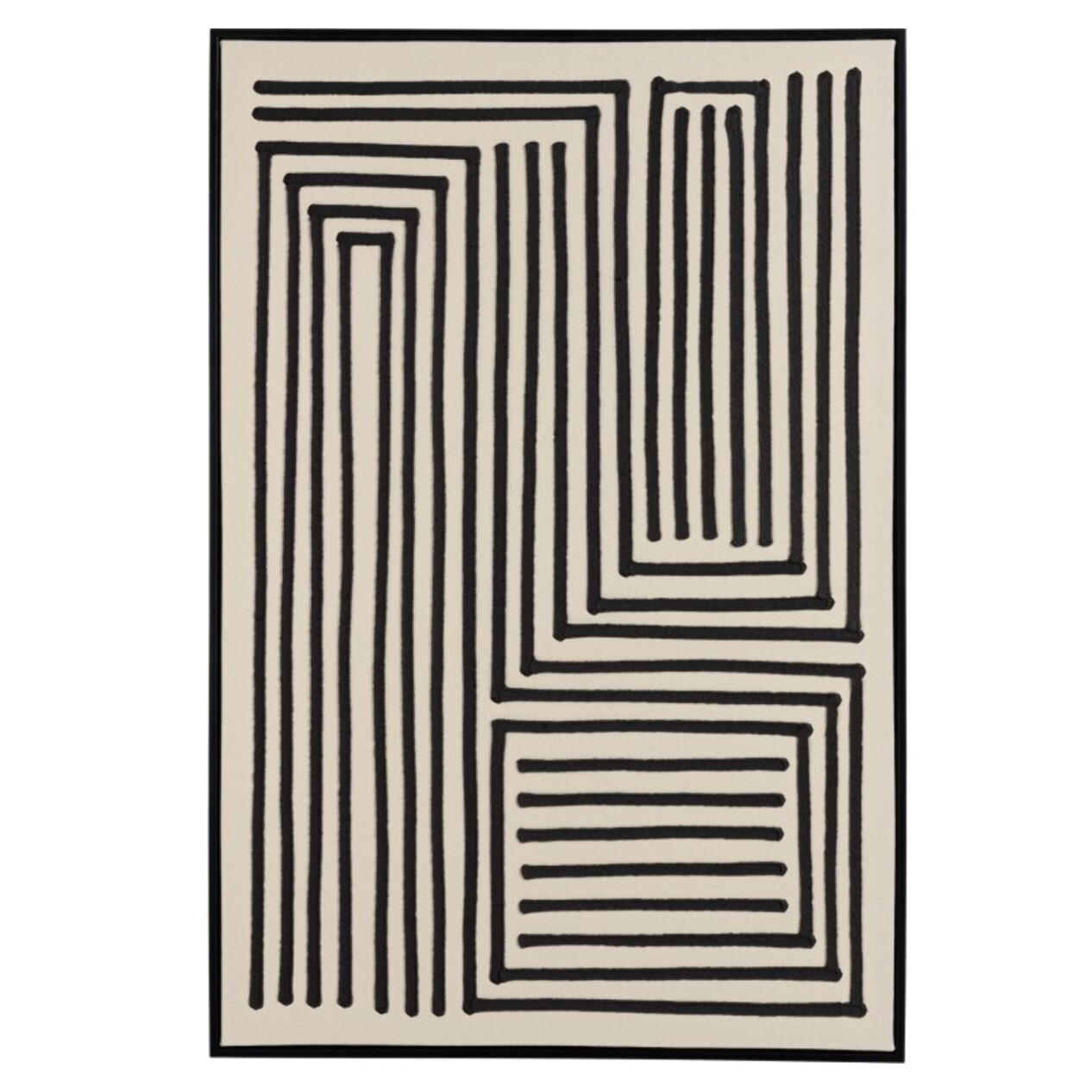 HOMER - Décoration murale C - 83x123cm lignes abstraites, cadre noir