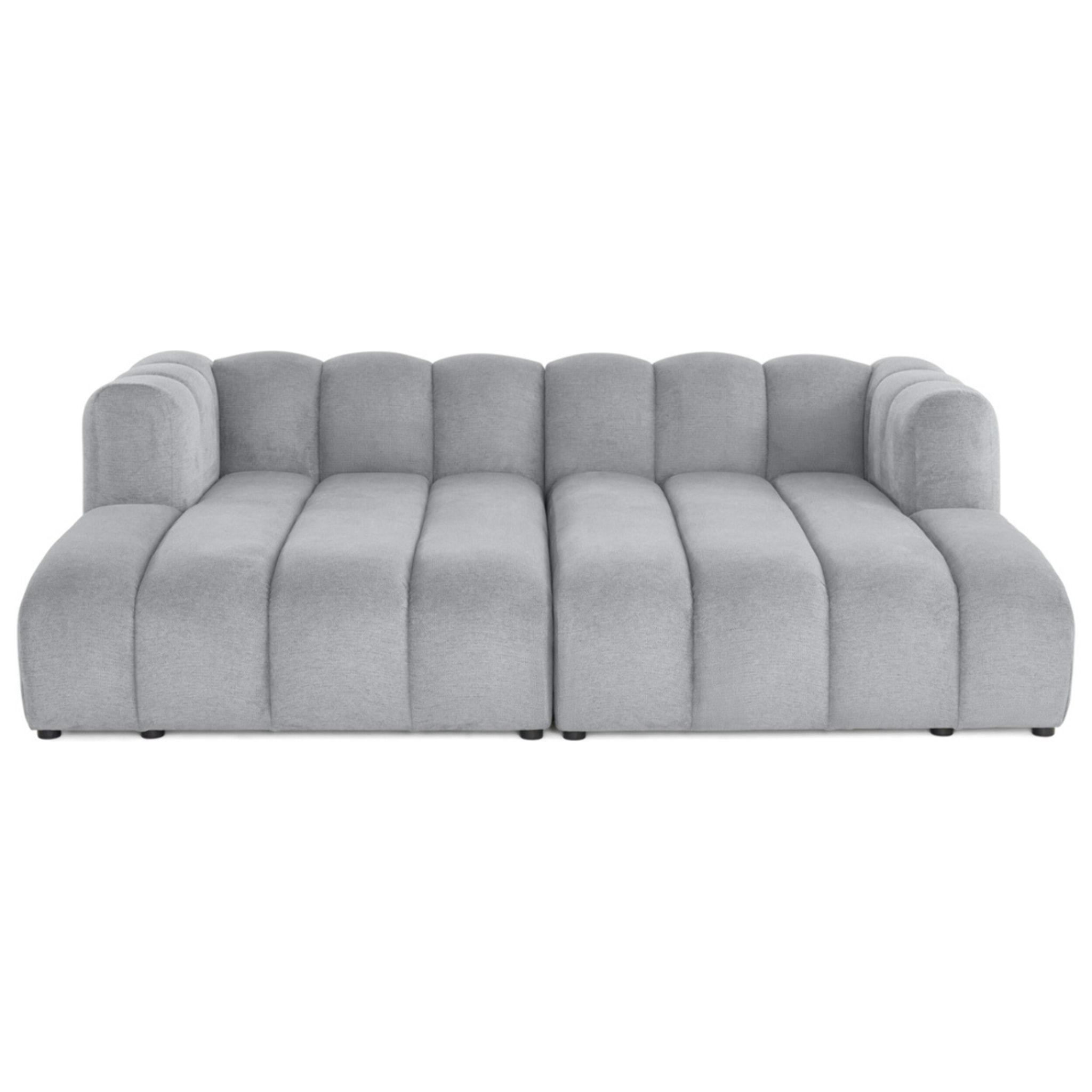 Debbie - canapé modulable droit 3 places avec double méridienne - assise profonde - en tissu texturé - Gris