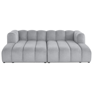 Debbie - canapé modulable droit 3 places avec double méridienne - assise profonde - en tissu texturé - Gris