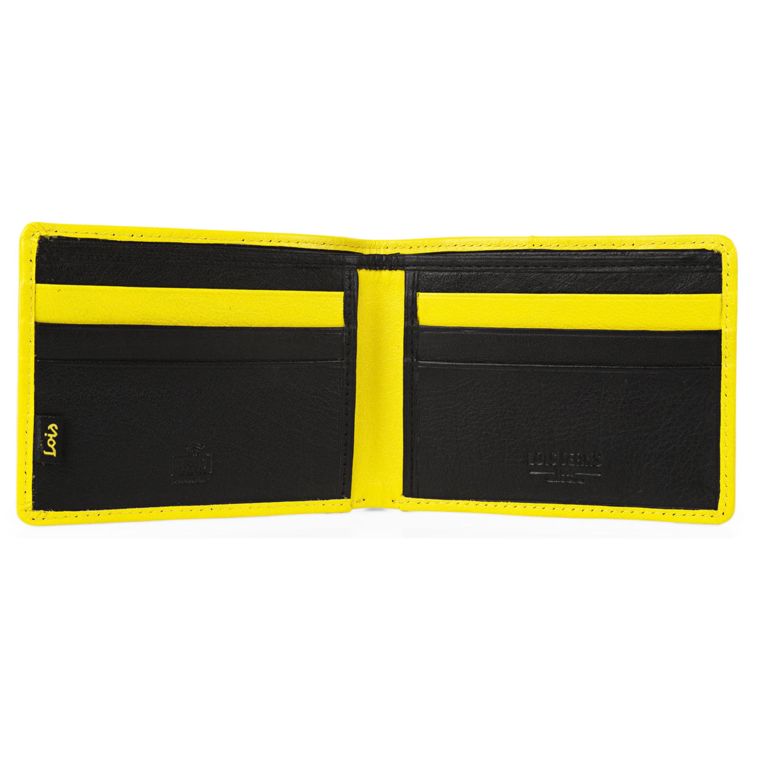 Cartera Hombre Piel Lois Davis Negro-Amarillo