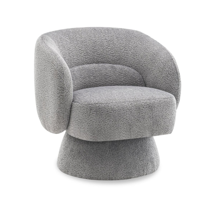 Fauteuil pivotant en tissu bouclette "Franklin" - 74 x 75 x 75 cm - Gris
