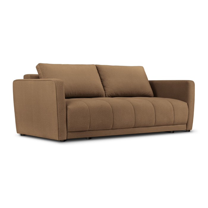 Canapé convertible avec coffre de rangement "Madrid" 3 places en tissu structurel marron