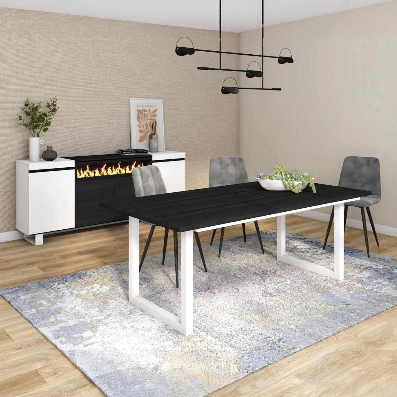 Mesa de comedor Altea 200 Negro Blanco