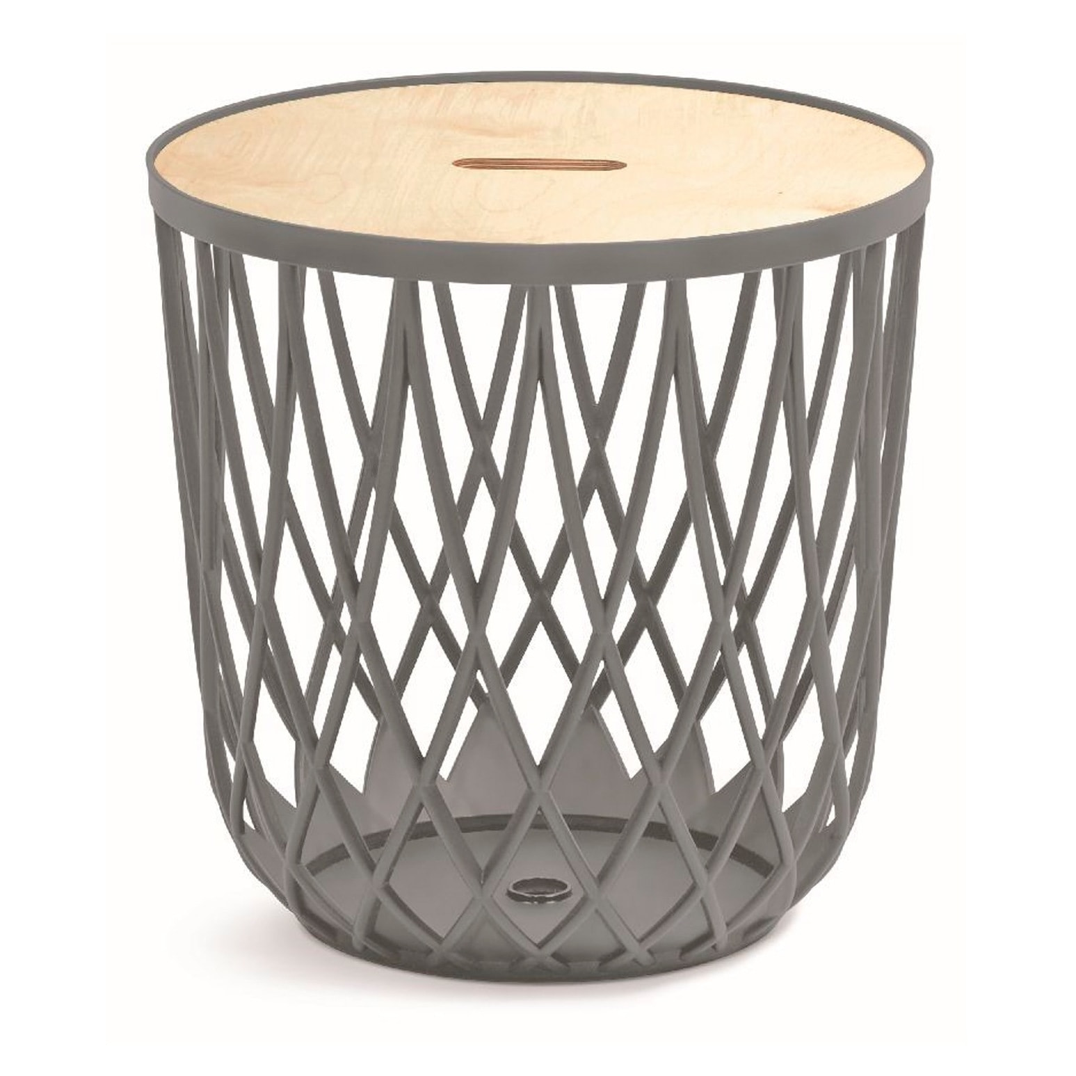Cesta multifuncional 55l prosperplast uniqubo de plastico en color piedra gris 44,7 (largo) x 44,7 (ancho) x 45 (alto) cm con tapa de madera