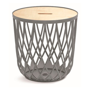 Cesta multifuncional 55l prosperplast uniqubo de plastico en color piedra gris 44,7 (largo) x 44,7 (ancho) x 45 (alto) cm con tapa de madera