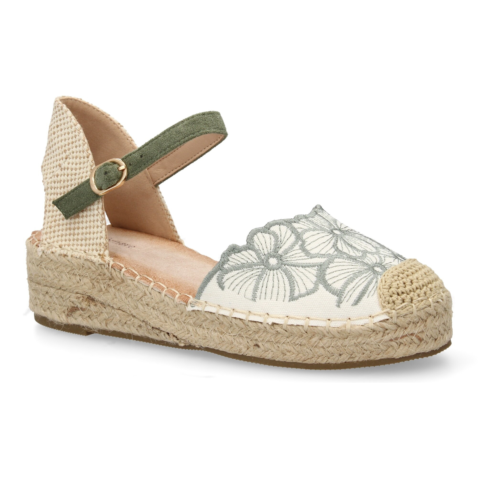 Sandalia de cuña de yute para mujer, comodas y elegantes, diseño de flores