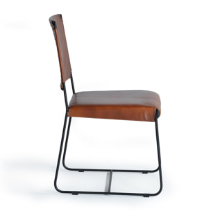Set de 2 sillas tapizadas - metal y piel de vacuno - 90x46x60cm