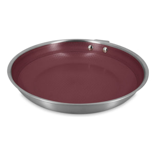 Poêle 28cm en acier inoxydable et manche amovible lie de vin AGLAE