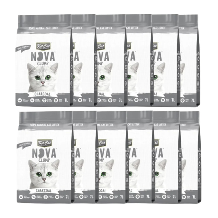 Kit Cat Nova Pack Ahorro 12 - Charcoal 7 L Arena Vegetal para gatos