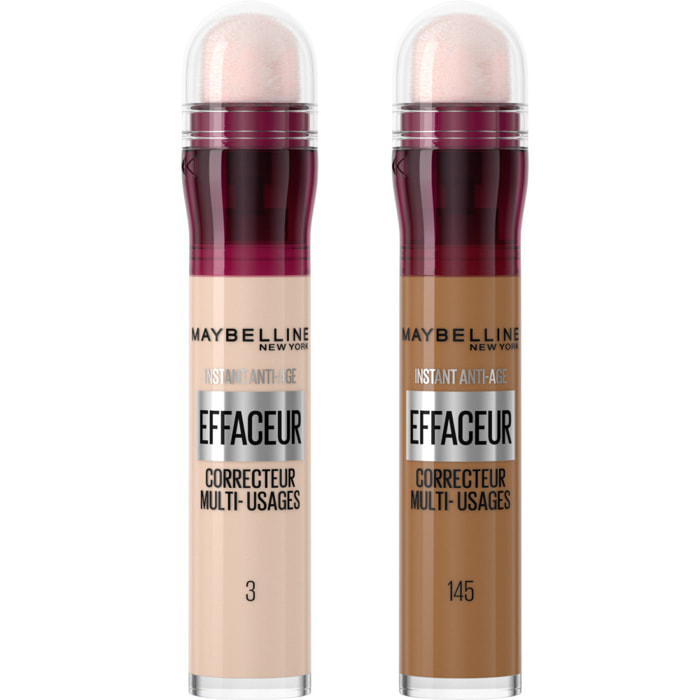 Maybelline New York - Corrige & Scultpe - Lot De 2 - L'Effaceur Correcteur (Teinte 03 - Teinte 145)