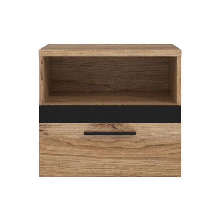 Table de chevet en décor bois chêne - DAVID