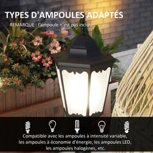 Luminaire extérieur - lampadaire de jardin - culot E27 - Ø 23 x 114H cm - verre alu noir