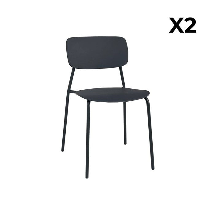 Chaise de jardin empilable acier et plastique (lot de 2) LIVA