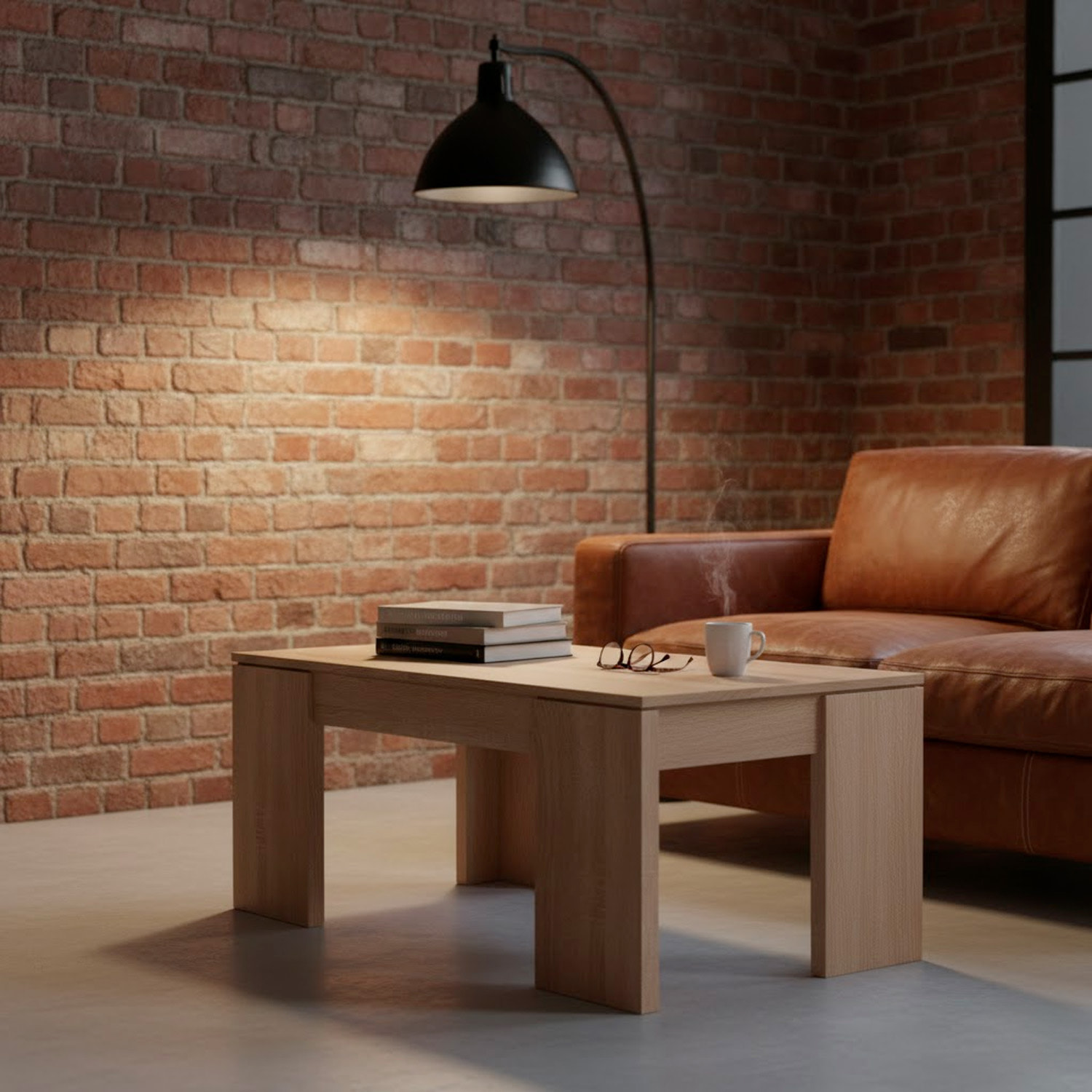 Tavolino da Caffè Con Piano Rialzabile Con Vano Contenitore Alzabile Tavolo da Salotto Moderno Salvaspazio Ideale per Lavorare 100 x 50 x 42 cm Rovere