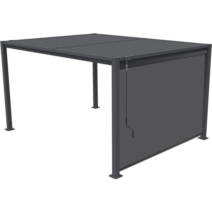 Pergola bioclimatique avec store en acier galvanisé "Howard" - 3 x 4 m - Gris
