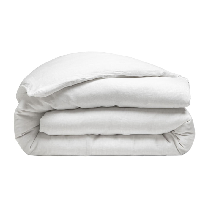 Housse De Couette 100% lin lavé Blanc Parfait