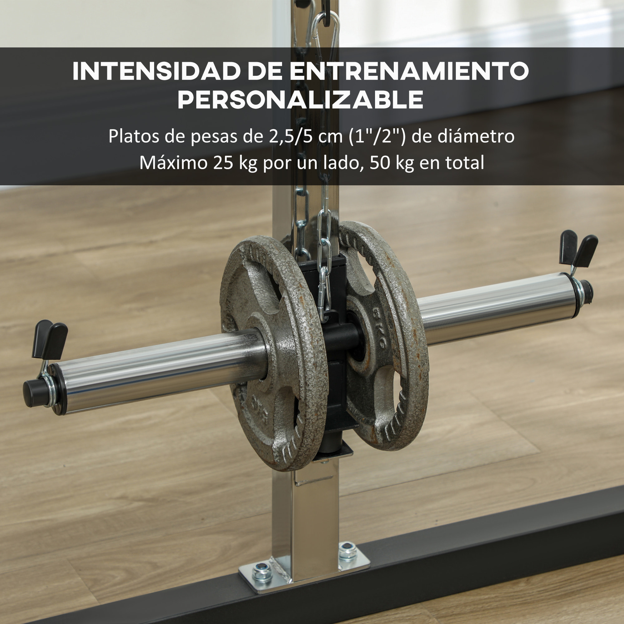 Smith Machine Multiestación de Musculación Máquina Multifunción de Musculación con Soporte para Sentadillas y Barra para Pesas para Entrenamiento Fitness en Hogar Negro