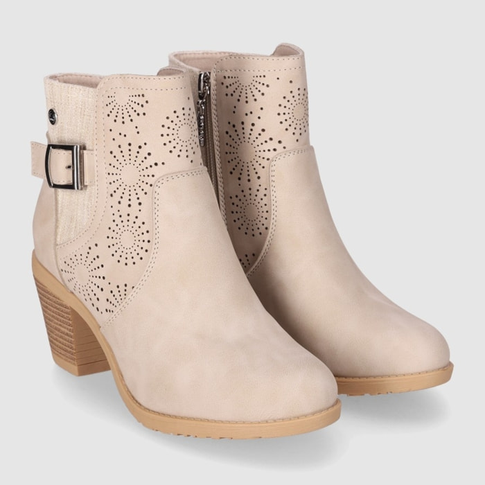 Botines - Beig - Tacón: 6 cm