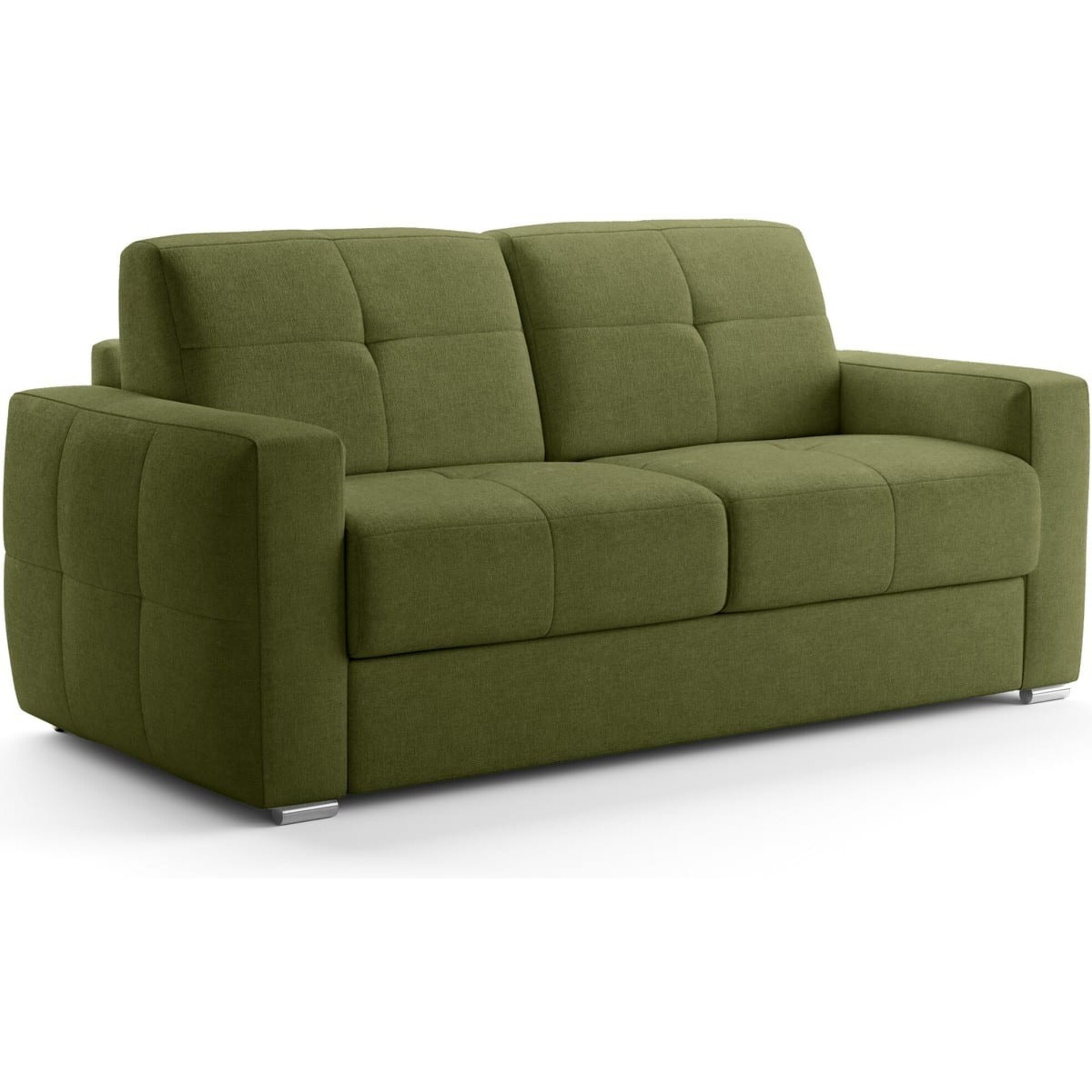 Canapé capitonné convertible 3 places en tissu chenille - ouverture express - CASSIAN