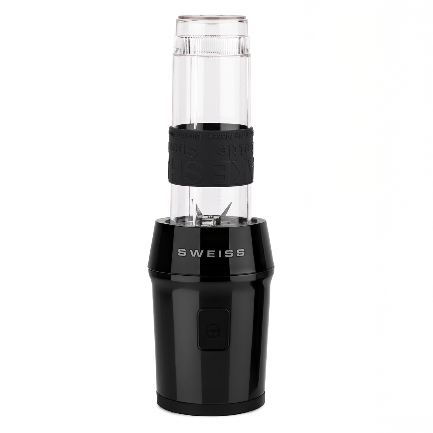 SWEISS Mini Batidora Portátil MOOV9, 2 Botellas de 570 ml con Tapas de Viaje, 4 Cuchillas de Acero Inoxidable, 300W, Negro