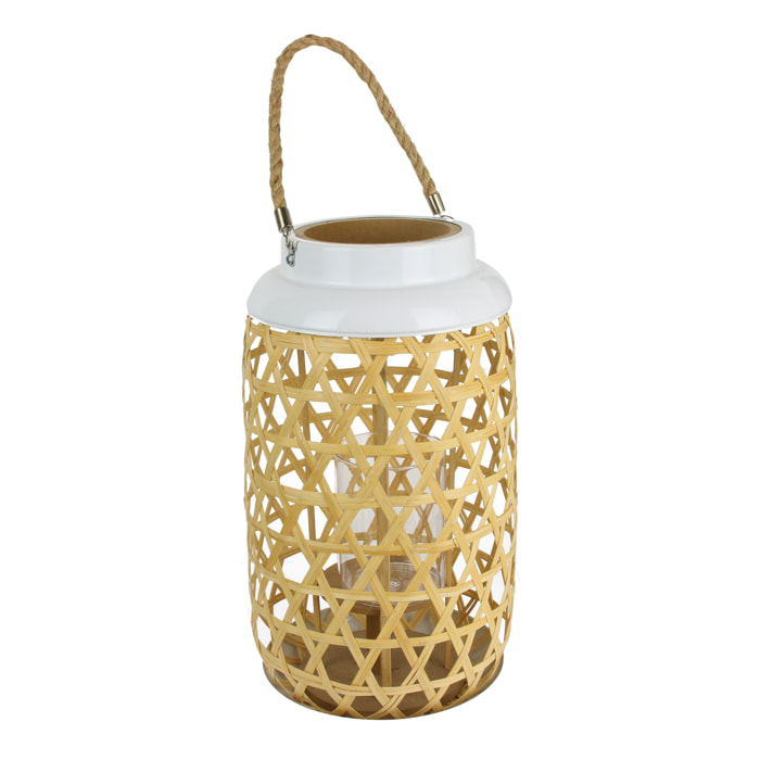 Lanterne Tressee Blanc H38.5cm