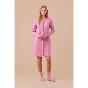 Camicia da notte donna in caldo cotone con abbottonatura frontale articolo cuore. Noidinotte