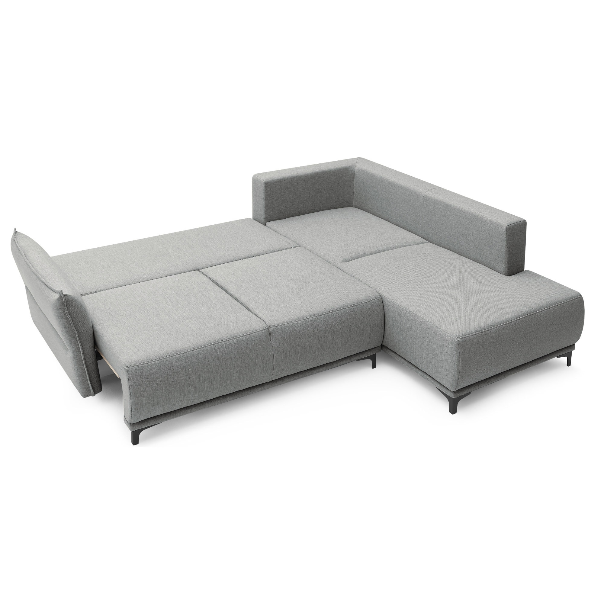 Arya - canapé d'angle convertible - avec coffre - 5 places - style contemporain - droit - Gris clair