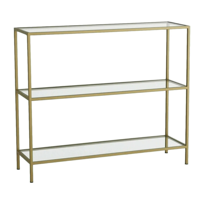Consolle Domenica, Tavolo multiuso, Mobiletto d'appoggio, Scrivania da corridoio, 100x30h85 cm, Oro