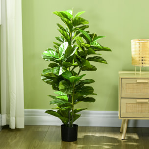 Planta Ficus Artificial 110 cm Árbol Artificial con 90 Hojas Musgo y Maceta Planta Artificial Decorativa para Interior y Exterior Hogar Salón Verde