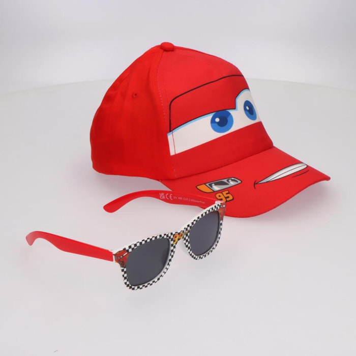 Set Gorra y Gafas de Sol de "Cars" - Color Rojo