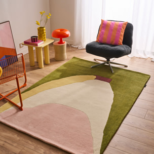 PANTONE - Tapis en laine fait main NUAGE SUCRE à motif abstrait multicolore