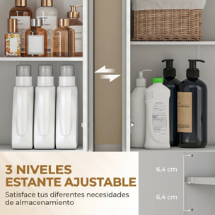 Armario Alto de Baño, Mueble de Baño Estrecho con 3 Estantes Abiertos, Cajón Acanalado, Estante Ajustable y Puertas de Cierre Suave, para Espacios Pequeños, 60x30x171 cm, Blanco