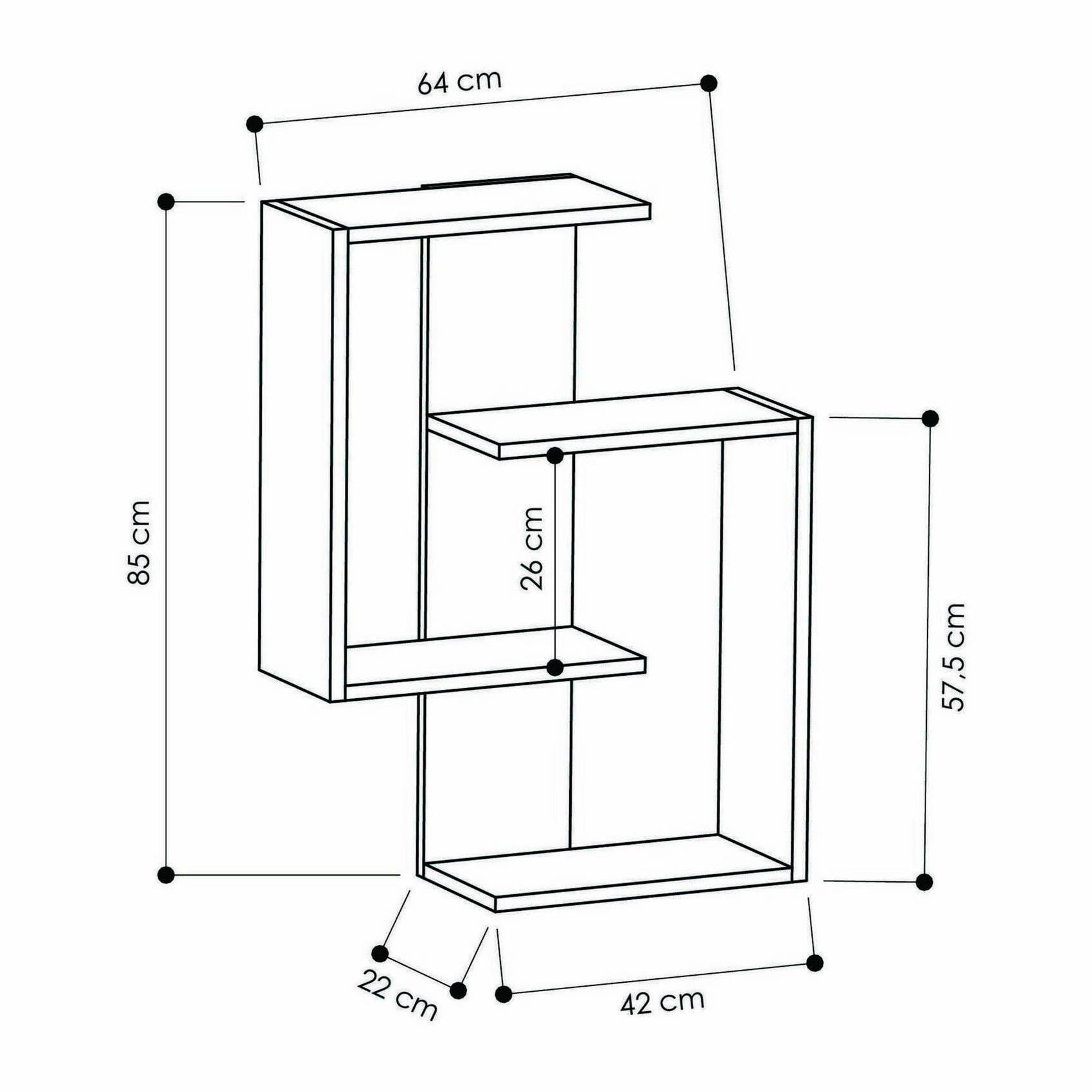 Mensola Dpiemont, Scaffale, Ripiano a muro, Scaffalatura multiuso, 64x22h85 cm, Antracite e Rovere