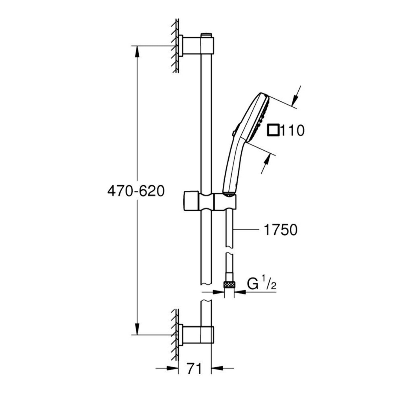 GROHE Vitalio Comfort 110 Ensemble de douche 2 jets avec barre 26398001