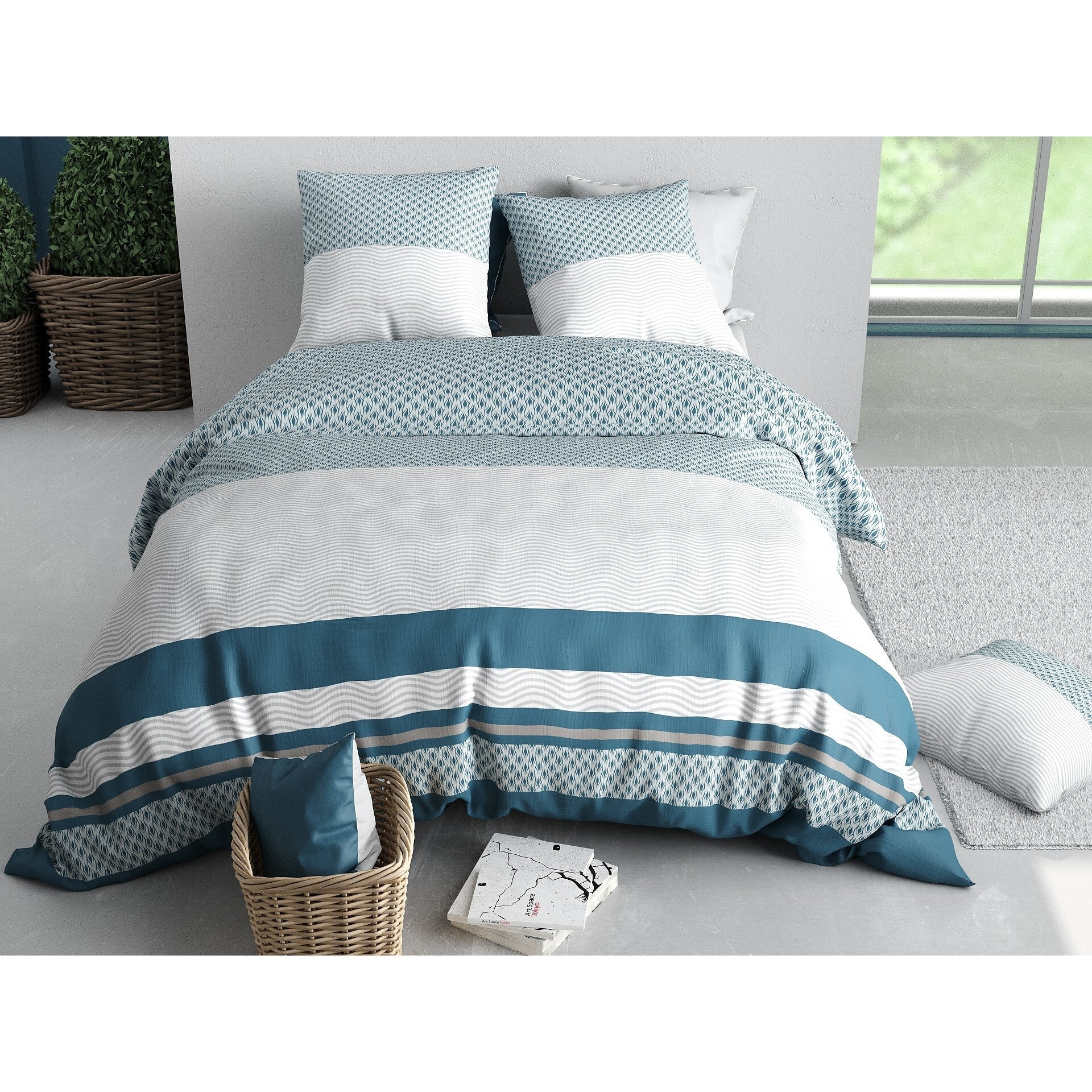 Parure housse de couette imprimée + 2 taies Nocturne