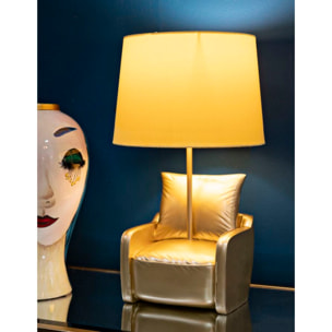 LAMPADA DA COMODINO MIDCENTURY GIALLA CM Ø 26X46