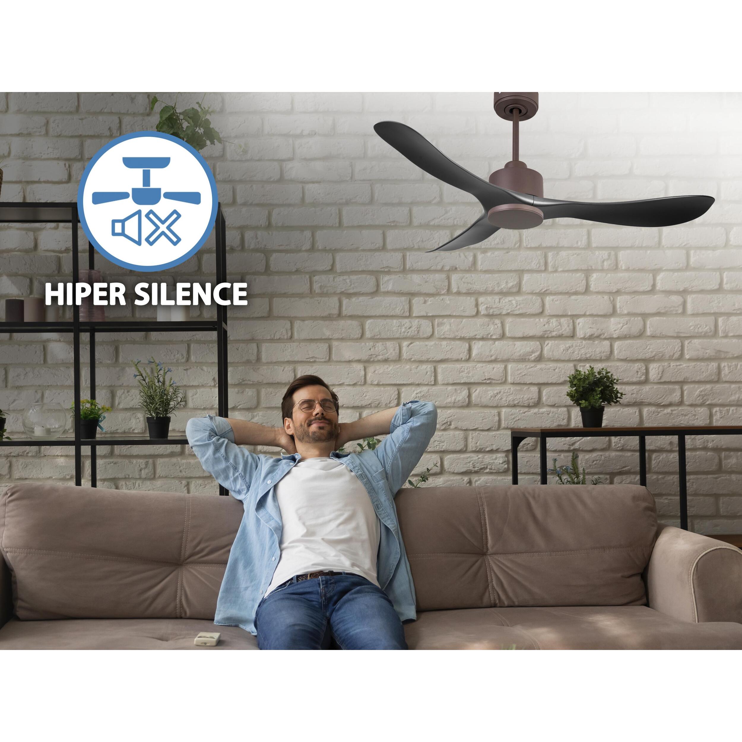 Ventilateur de plafond Réversible  Thermostat Wifi Moteur à courant continu Toits en pente Télécommande Hypersilence Mémoire