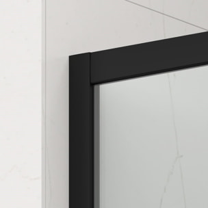 TEX BB ensemble porte coulissante/paroi 100x90cm anticalcaire avec profilés noir mat (SIKOTEXDBB100S90C)