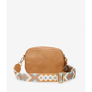 Bolso pequeño marrón con asa bordada